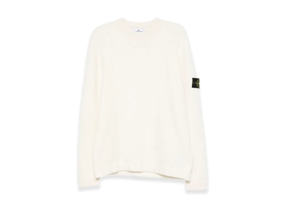 Stone Island Organic Cotton Crew Neck Sweater With English Ribs "White"