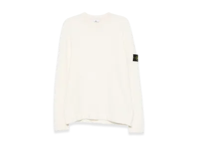 Stone Island Organic Cotton Crew Neck Sweater With English Ribs "White"