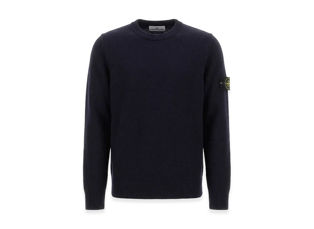 Stone Island Crew Neck Wool Sweater With Reverse Stitch Details "Blue"