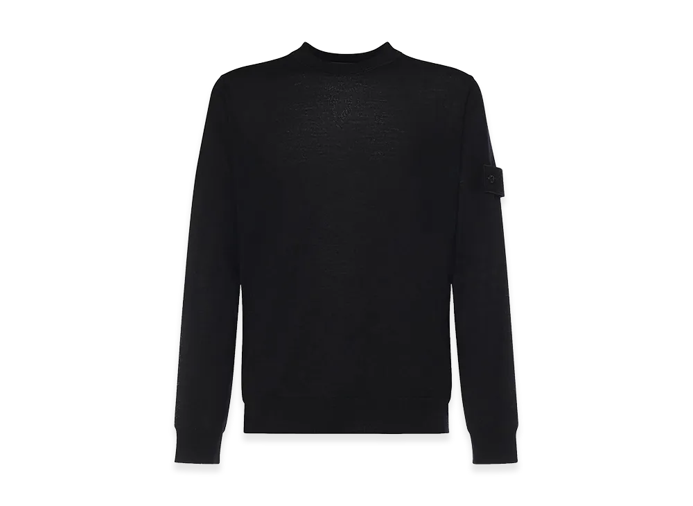 Stone Island Crewneck Wool Sweater With Logo "Black"