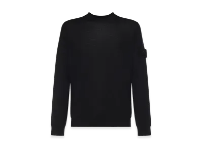 Stone Island Crewneck Wool Sweater With Logo "Black"