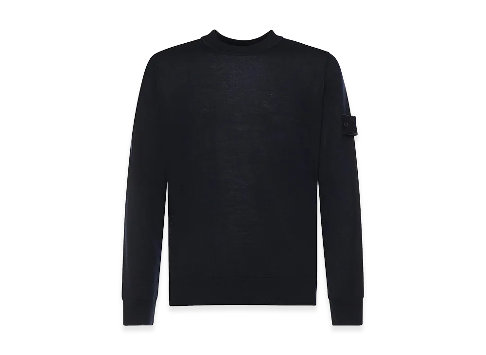 Stone Island Crewneck Wool Sweater With Logo "Blue"