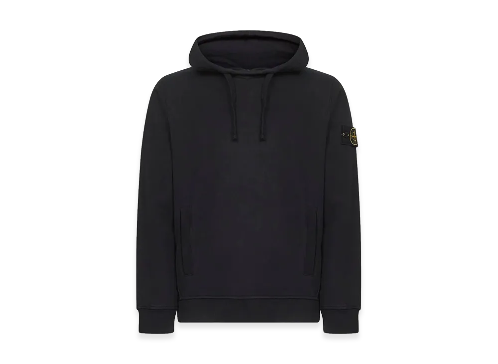 Stone Island Brushed Organic Cotton Fleece Hoodie "Black"