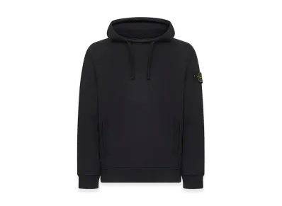 Stone Island Brushed Organic Cotton Fleece Hoodie "Black"