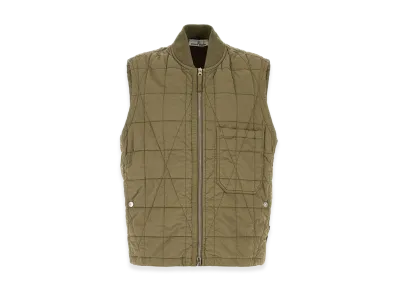 Stone Island Army Green Cotton Blend Sleeveless Jacket "Green"