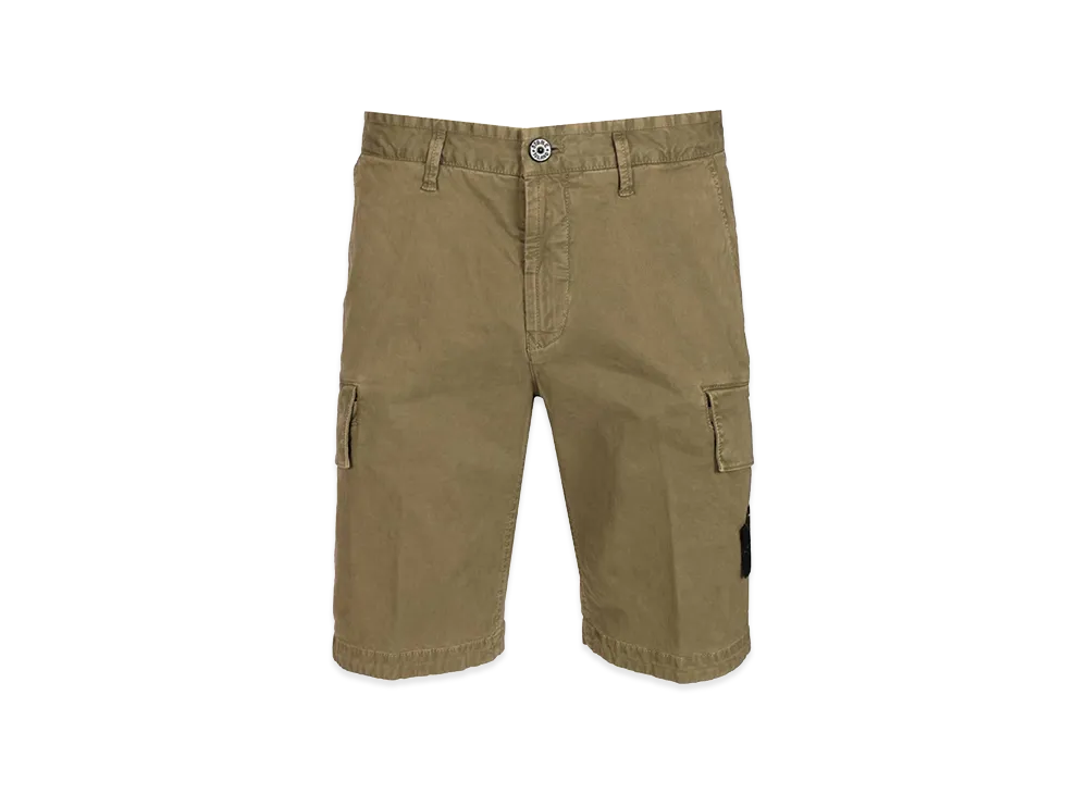 Stone Island Bermuda Cargo Shorts In Broken Twill "Green"