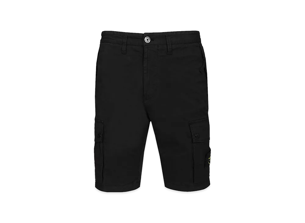 Stone Island Cargo Bermuda Shorts In Stretch Organic Cotton Twill "Black"