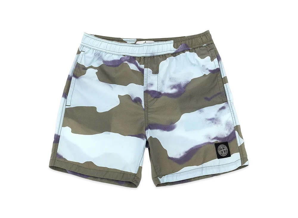 Stone Island Kids Logo Patch Swim Shorts "Light Blue"