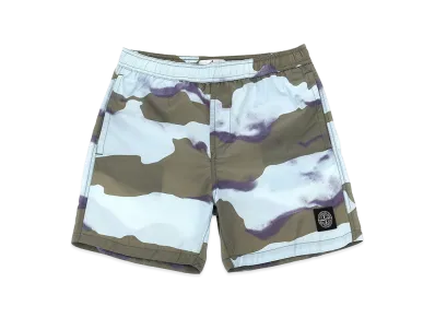 Stone Island Kids Logo Patch Swim Shorts "Light Blue"