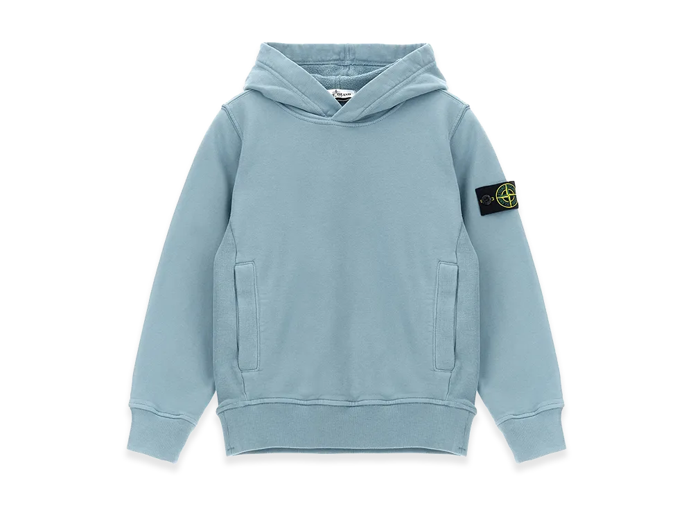 Stone Island Kids Logo Badge Hoodie "Light Blue"