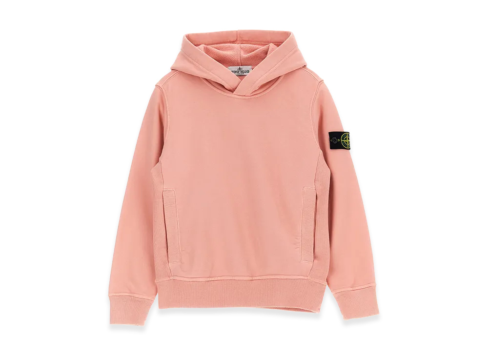 Stone Island Kids Logo Badge Hoodie "Pink"