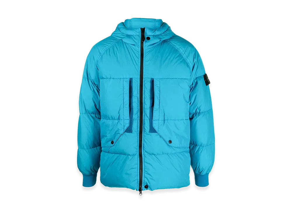 Stone Island Garment Dyed Crinkle Reps Recycled Nylon Down "Turquoise Blue"