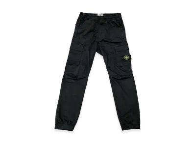 Stone Island Garment Dyed Stretch Cotton Wool Satin Cargo Pants "Black"