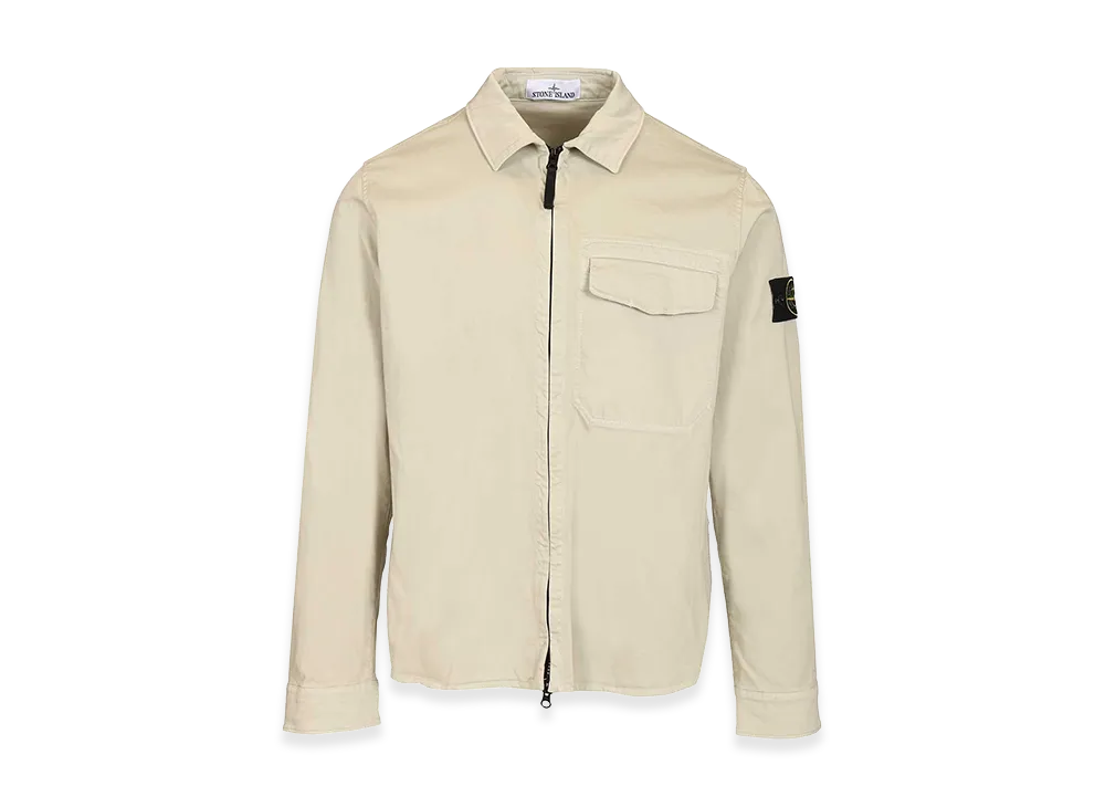 Stone Island Stretch Organic Cotton Satin Overshirt "Gray"