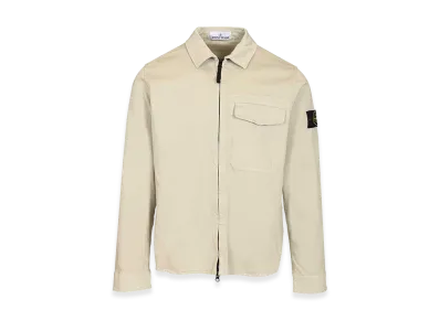 Stone Island Stretch Organic Cotton Satin Overshirt "Gray"