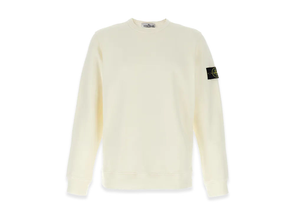 Stone Island Logo Badge Cotton Sweatshirt "White"