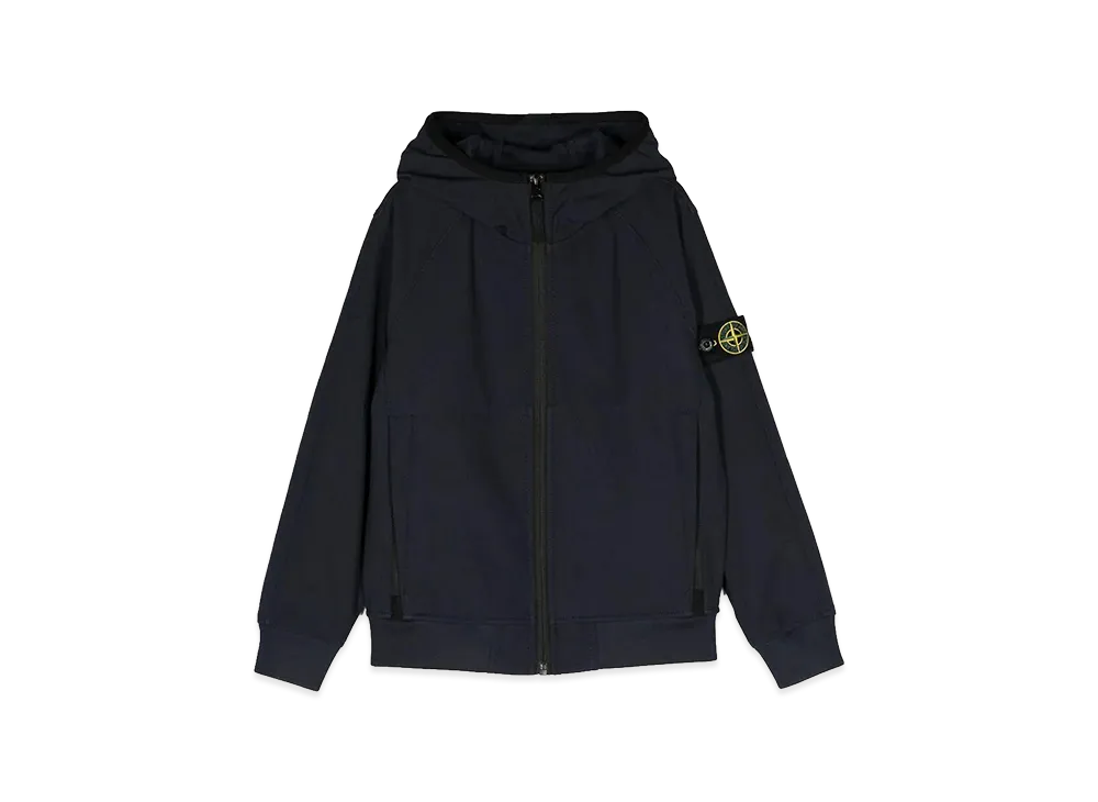 Stone Island Kids Logo Badge Hooded Jacket "Blue"