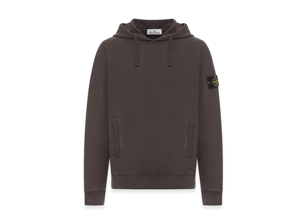 Stone Island Brushed Organic Cotton Fleece Hoodie "Lead Grey"
