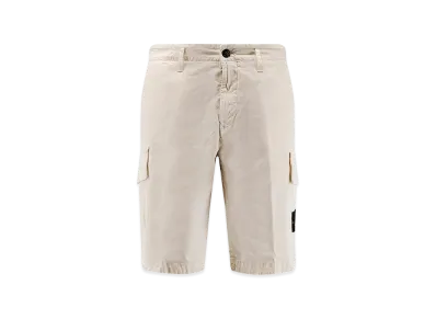 Stone Island Bermuda Cargo Shorts In Broken Twill "White"