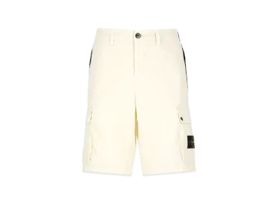 Stone Island Old Effect Cotton Cargo Bermuda Shorts "White"