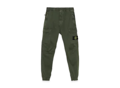 Stone Island Tapered Fit Cotton Cargo Pants With Elasticated Waistband "Green"