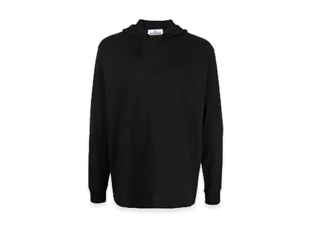 ストーンアイランド フーデッド チェスト ロング Tシャツ "ブラック"