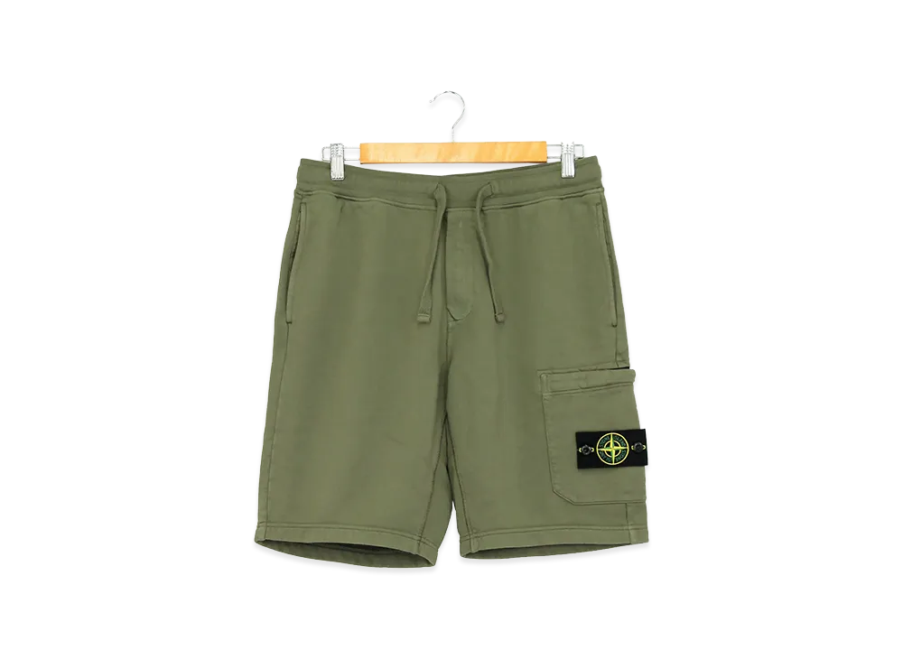 Stone Island Organic Cotton Fleece Short Jogger Pants "Military Green"
