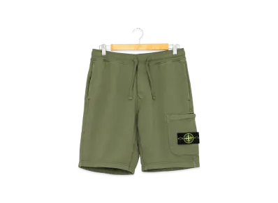 Stone Island Organic Cotton Fleece Short Jogger Pants "Military Green"