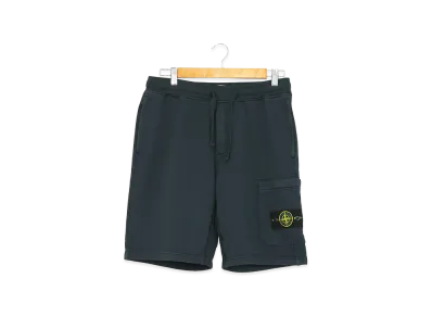 Stone Island Organic Cotton Fleece Short Jogger Pants "Navy Blue"