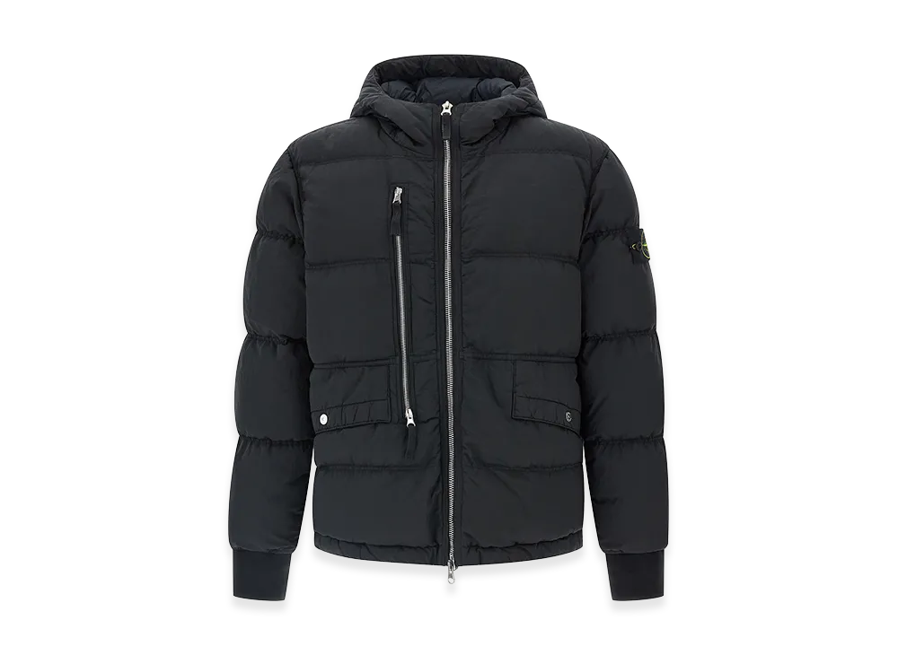 Stone Island Down Jacket with Zip and Hood "Black"