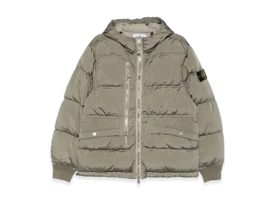 Stone Island Down Jacket with Zip and Hood "Green"