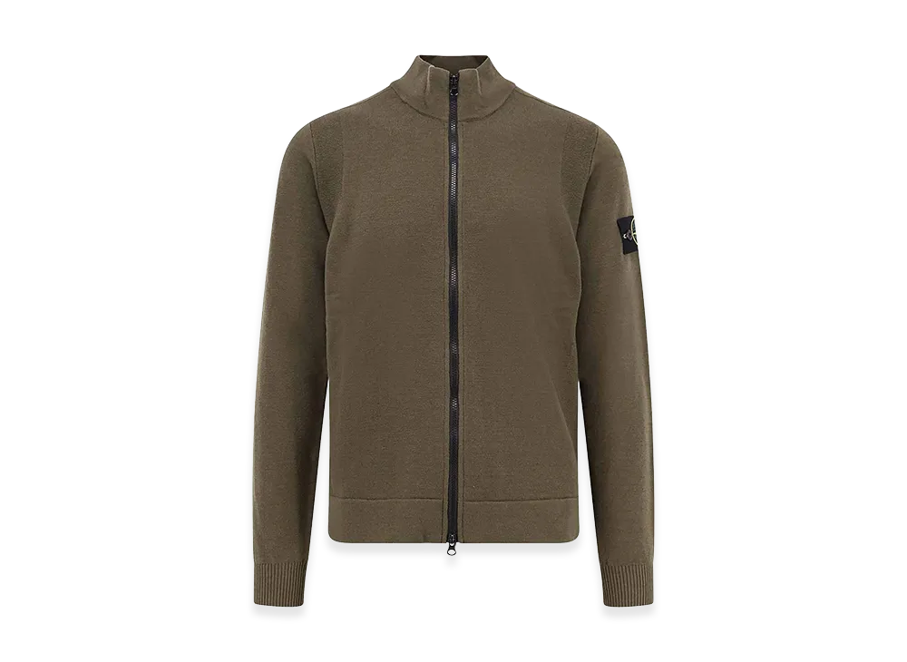 Stone Island Cardigan in Certified Virgin Wool "Green"