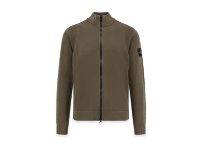 Stone Island Cardigan in Certified Virgin Wool "Green"