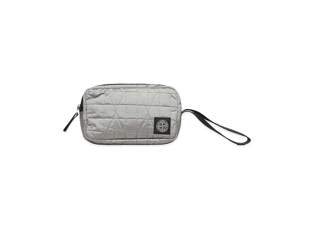 Stone Island Metallic Nylon Clutch with Logo "Gray"