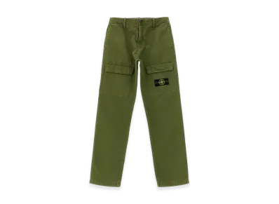 Stone Island Kids Canvas Cargo Pants "Green"