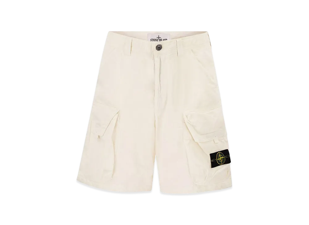Stone Island Cotton and Nylon Ripstop Cargo Shorts "White"