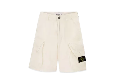 Stone Island Cotton and Nylon Ripstop Cargo Shorts "White"