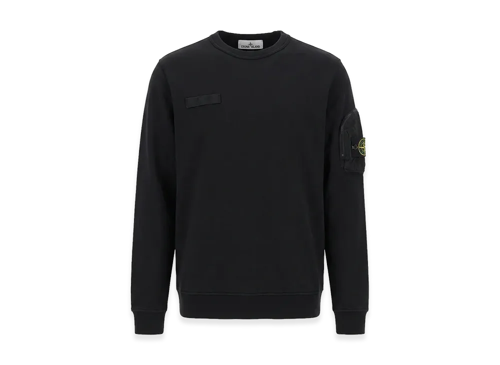 Stone Island Zip Pocket Crewneck Sweatshirt "Black"