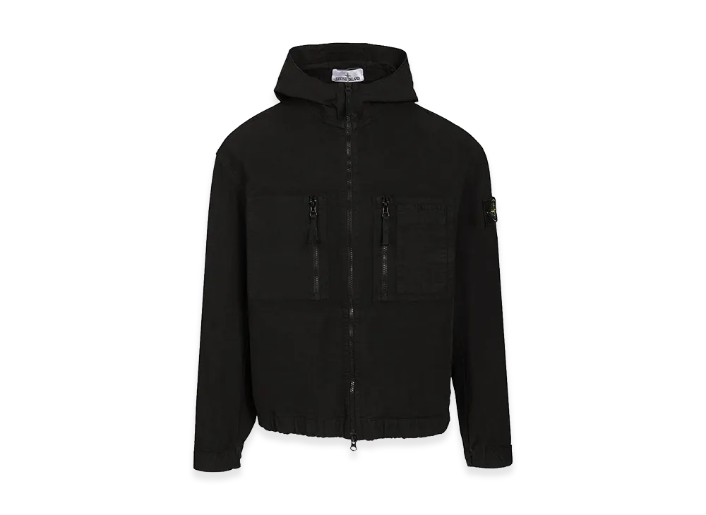 Stone Island Organic Cotton Ripstop Hooded Overshirt "Black"