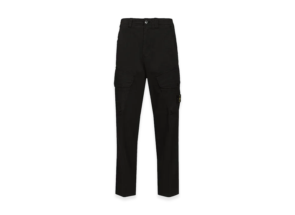 Stone Island Stretch Organic Cotton Twill Cargo Trousers "Black"