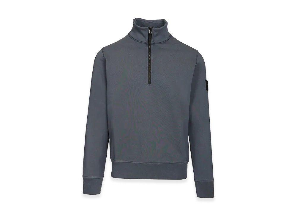 Stone Island Organic Cotton Sweatshirt With Short Zip "Blue"