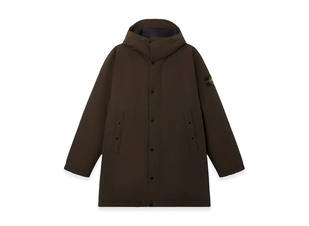 Stone Island Parka Lungo Imbottito Con Antigoccia "Coal Grey"