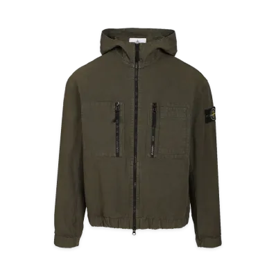 Stone Island Organic Cotton Ripstop Hooded Overshirt "Gray"