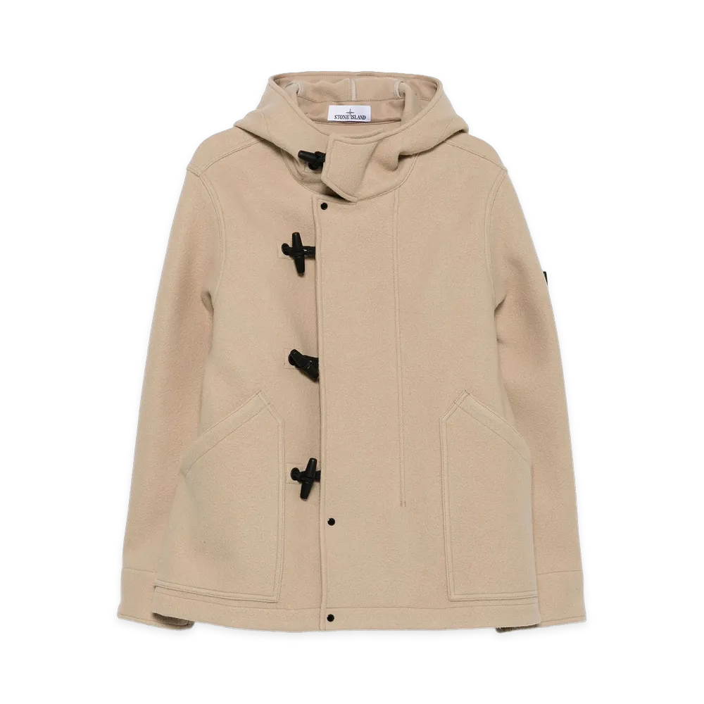 Stone Island Parka Heavy Melton Corto Con Alamari "Beige"