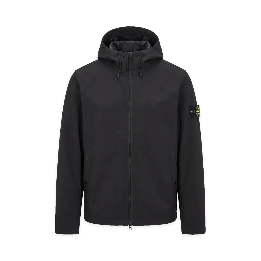 Stone Island Giacca Con Cappuccio E Membrana Resistente Allacqua E Al Vento "Black"