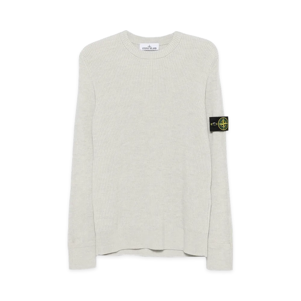 Stone Island Maglione Girocollo Con Bordi A Costine "Sandmelange"