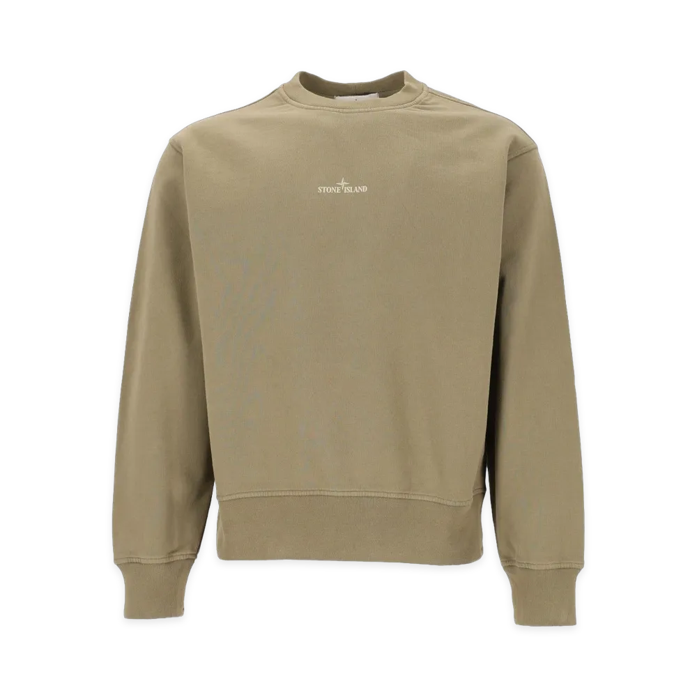 Stone Island Organic Cotton Fleece Crewneck Sweatshirt "Green"