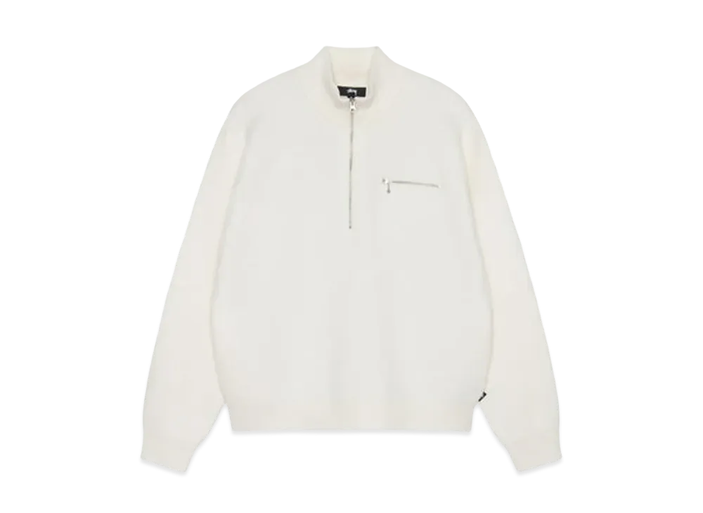 Stussy Half Zip Mock Neck Sweater "Ivory"