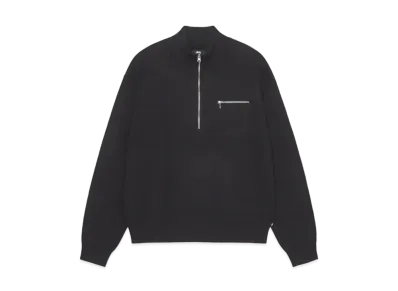 Stussy Half Zip Mock Neck Sweater "Black"