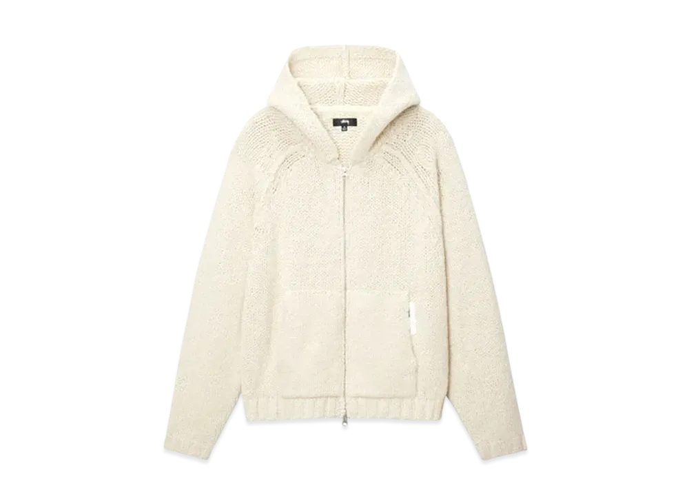 Stussy Chunky Sweater Zip Hood "Ivory"
